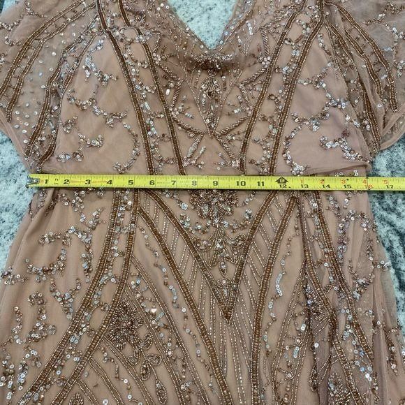 Christina Wu Beaded Rose Gold Size 16 Gown XL Dress Elegance 17943 - Picture 7 of 10